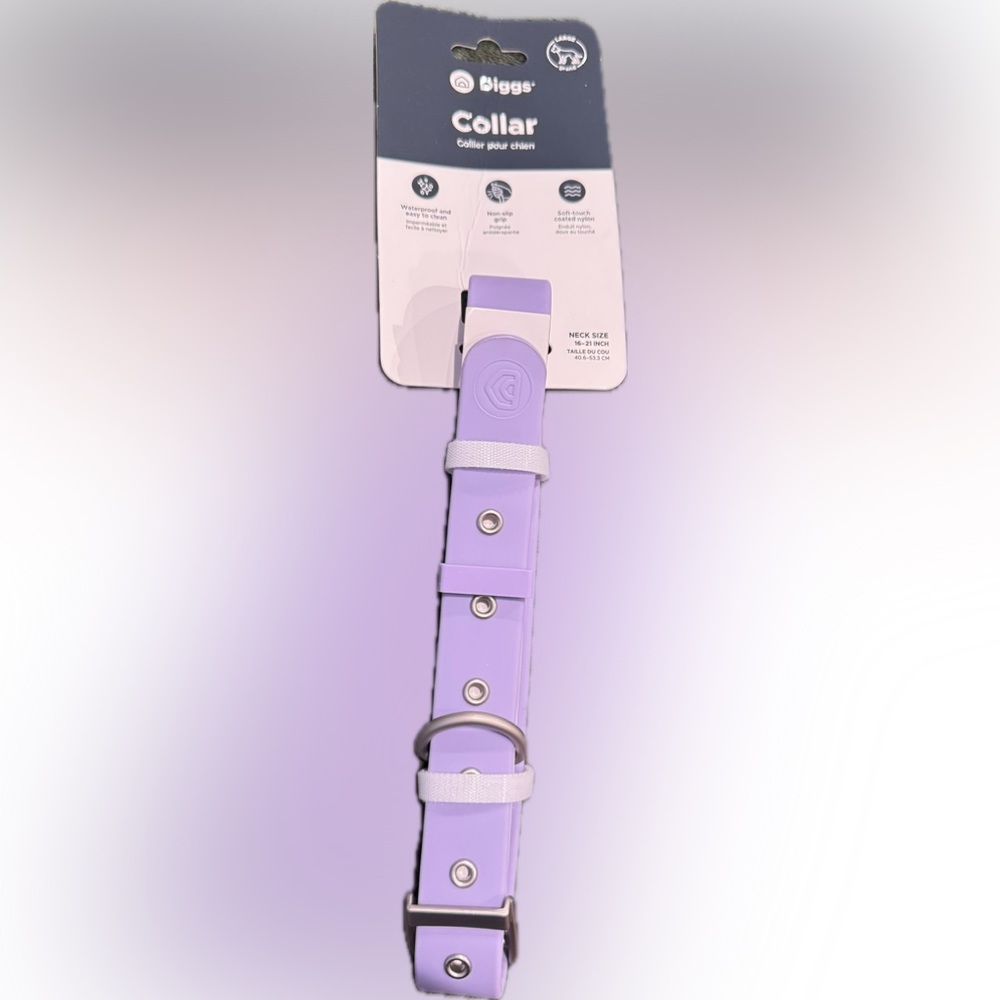 (Lg) DIGGS Waterproof - Nylon - Lavender Dog Collar